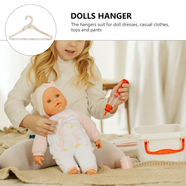 10 trä mini klädhängare, docktillbehör.