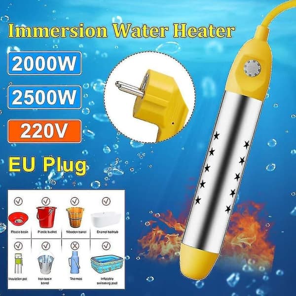 2000W Elektrisk Nedsänkningsvattenberedare – 25 cm Värmerör – Max Temperatur 75°C – För Badkar och Små Pooler