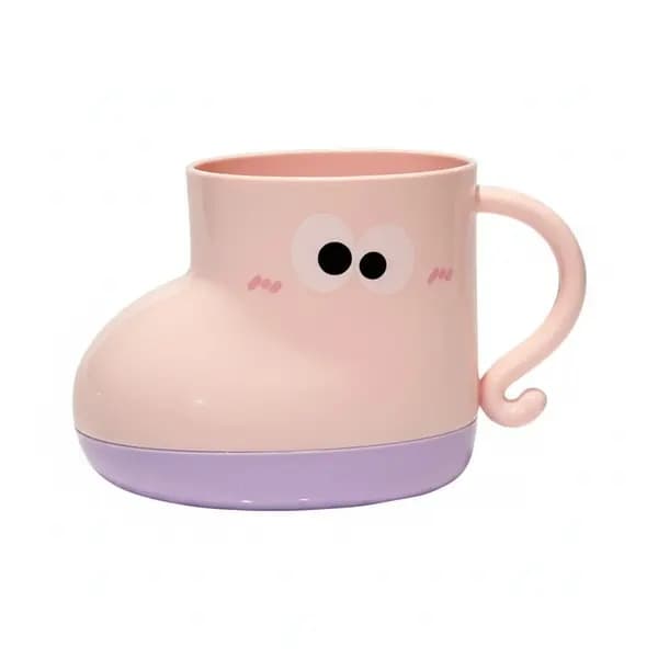 Söt skosformad munsköljningsmugg, 450 ml, tecknad design, lämplig för barn, par och studenter, för hem- och studenthemsbruk, rosa.