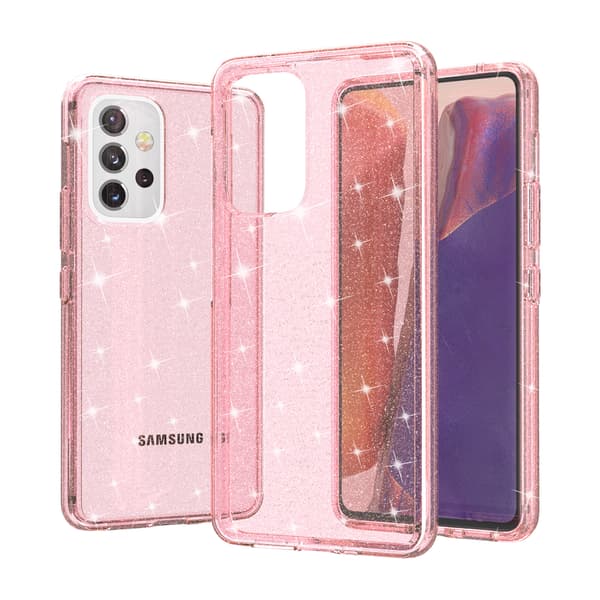 Ett telefonfodral för Samsung Galaxy S26 Plus, som ger allsidigt skydd (glittrande rosa).