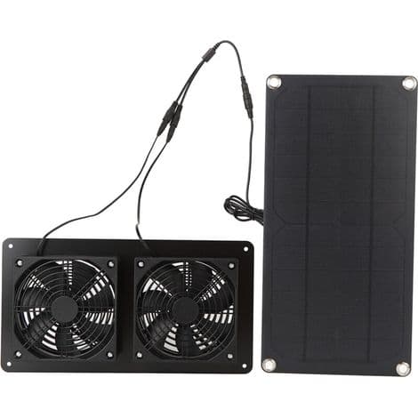 12V 20W Solcellsfläktset med monokristallint kisel, 3W dubbelfläkt för bil och växthus