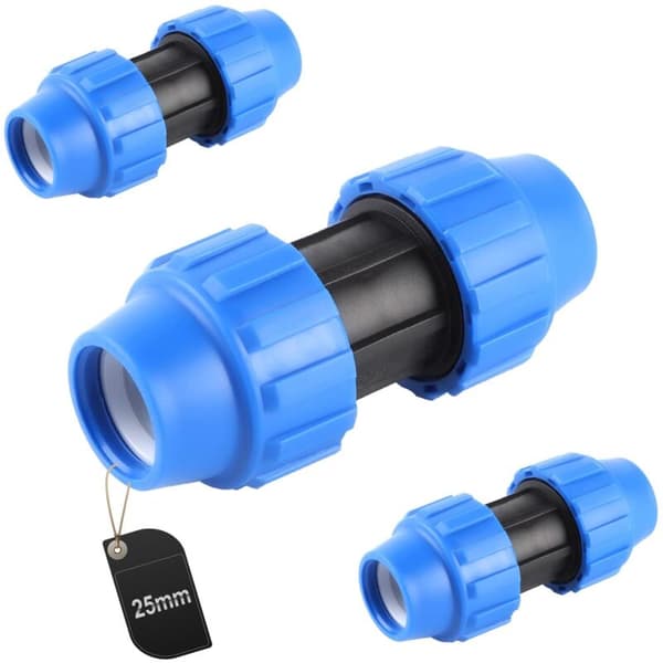 PP-koppling för 25 mm PE-rör. Plast PE-koppling, rak PP-anslutning för vattenrör, PPR PE PVC-röranslutningskoppling. 3 stycken
