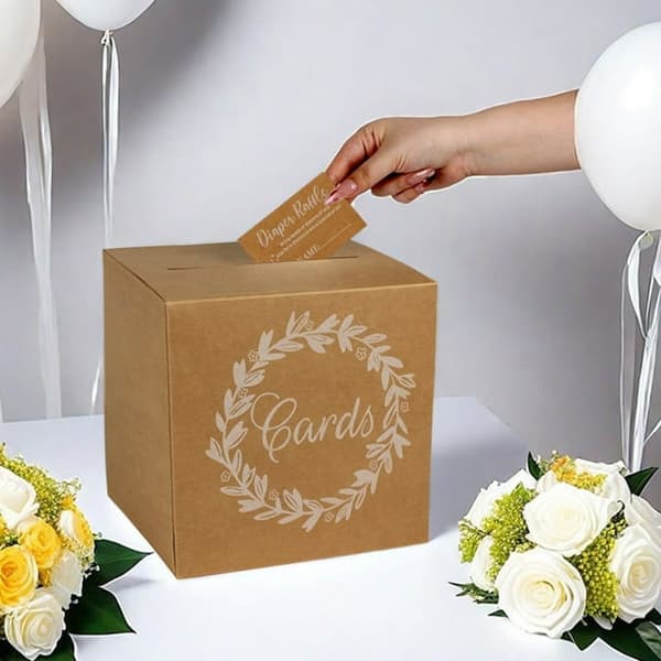 Folierad bröllopskortlåda, vikbar, fest baby shower, 10 kort.