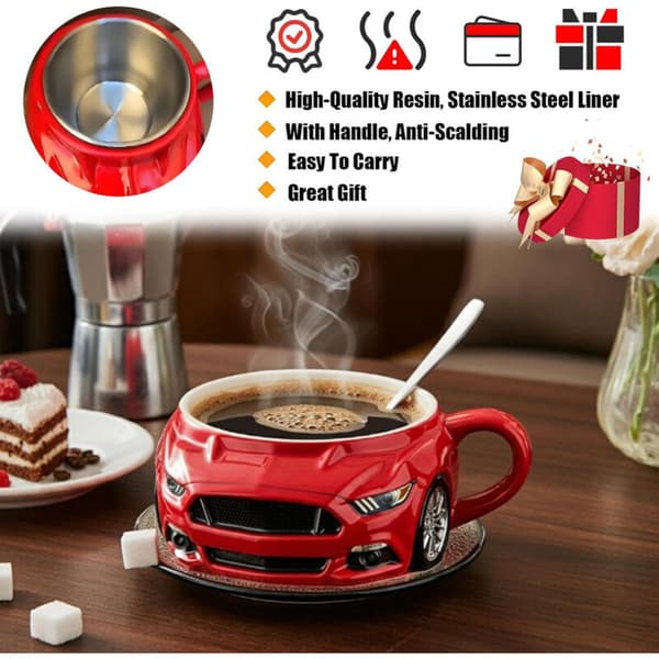 Dubbellagerad kaffemugg i rostfritt stål – Skalbagge-inspirerad design – För kaffe, te, islatte – Grå