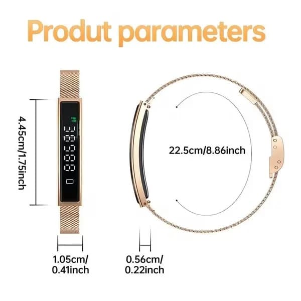 Elegant smartklocka i rostfritt stål, aktivitetsmätare med stegräknare - perfekt presentval. Silvertråd + silikonrem.