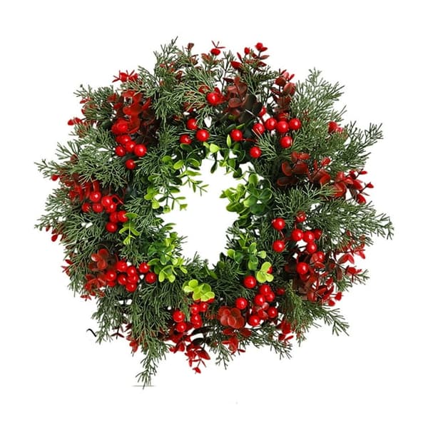 Julkrans i flätverk, dörr- och vägghängning, skyltfönsterdekoration, present.