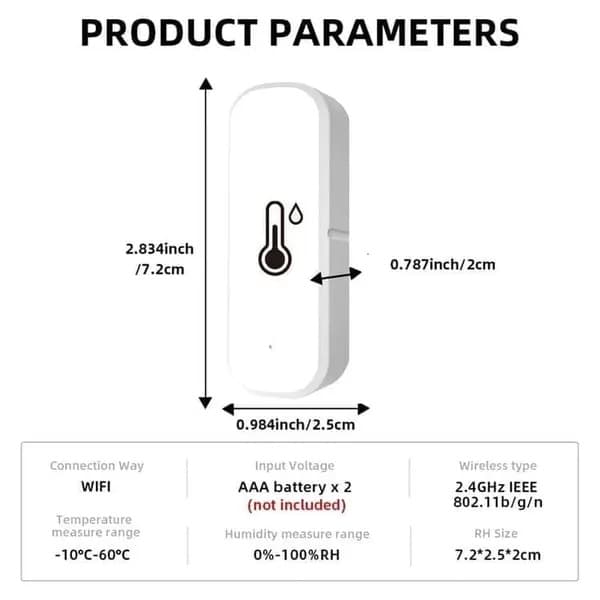 Trådlös termometer och hygrometer i tvåpack – WiFi-termometer och hygrometer, stöder appaviseringar och fjärrövervakning