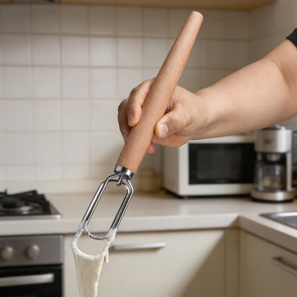 Surdegsvisp med trähandtag – Fermenteringsblandare med upphängningshål
