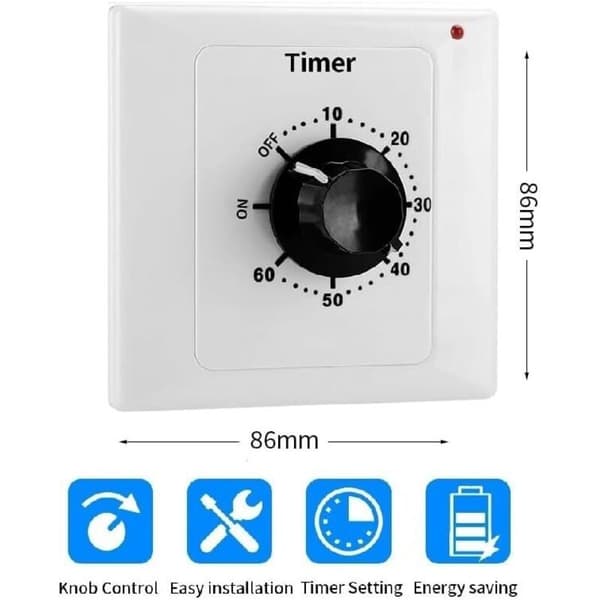 60-minuters timerbrytare. AC 220V 15A Intelligent Mekanisk Nedräkningstimer Uttag Tidsbrytare 86 Panel Timer Kontrollknapp