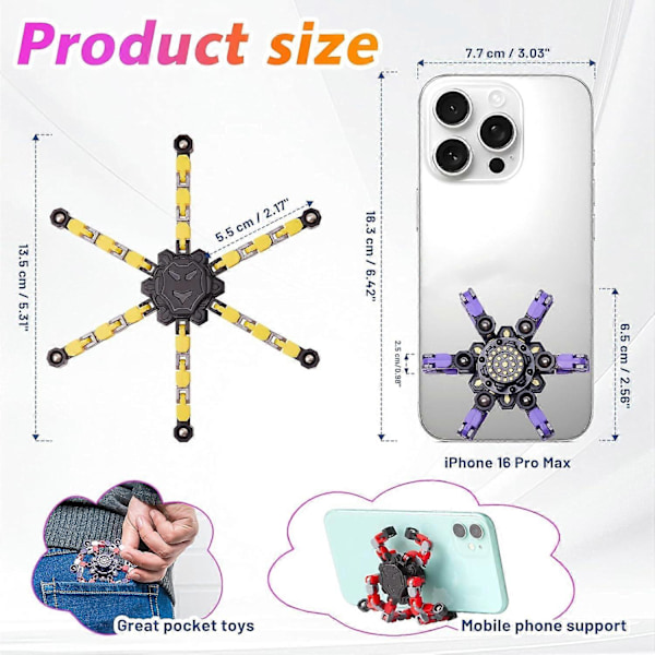 4-pack transformerbara fidget spinners - Stresslindrande sensoriska leksaker för barn, tonåringar och vuxna
