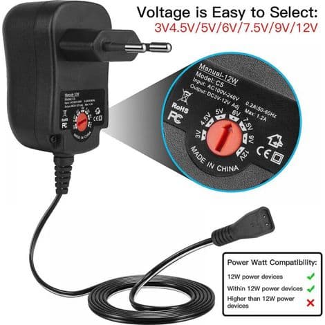 12w 3v 4.5v 5v 6v 7.5v 9v 12v AC DC strömadapter för router. LED-lampa