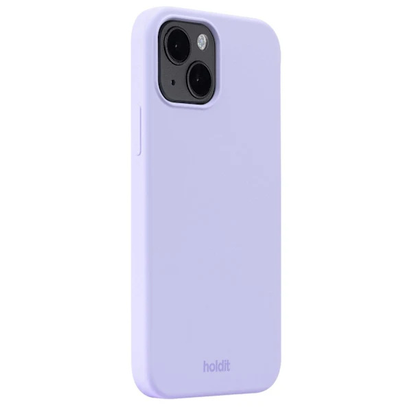 Handhållet iPhone 15-telefonfodral, silikon, lavendelfärg