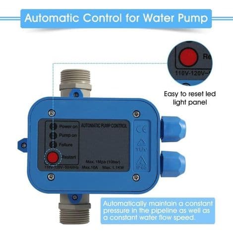 220V 50/60HZ Vattenpump Tryckregulator med Elektronisk Strömbrytare. Maximal Pumpeffekt 1.1KW