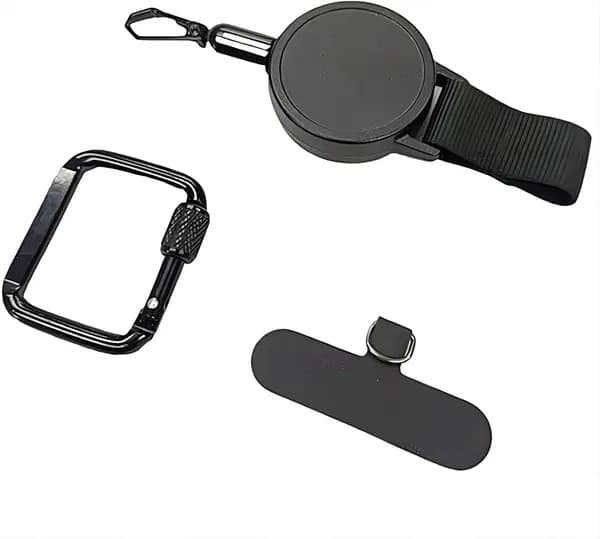 Infällbar stöldskyddshållare för telefon, lätt telefonrem, med säkerhetsklämma, 2-pack