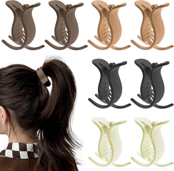 8-pack matta hästsvansband och klämmor, fransk stil, delikat damaccessoar.