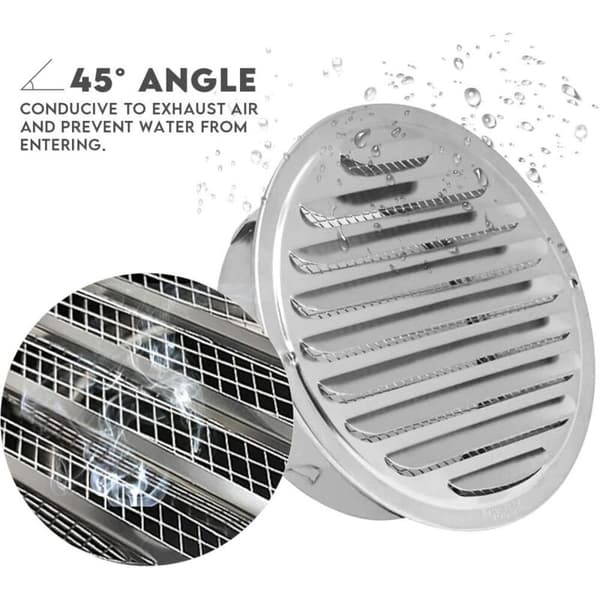 Ventilationskåpa i rostfritt stål, förtjockad väggmonterad, för badrum, köksfläktar och luftventiler (150 mm)