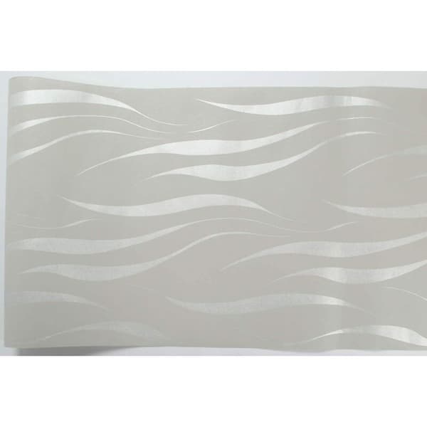 Rulle med modern och minimalistisk präglad non-woven tapet. 3D-mönster med vattenväxter för vardagsrum och sovrum. Silver och grå (0,53×10m)
