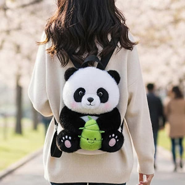 Plysch Panda Ryggsäck Mode Praktisk Panda Ryggsäck Present Shopping Park