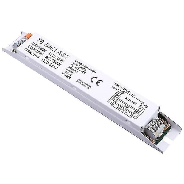 T8 elektronisk ballast 2x36W – Spänning 220-240V – Längd 21cm – Bredd 3cm – Tyst drift utan stroboskop