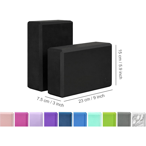 2-pack yogablock, halkfria, lätta, för Pilates.