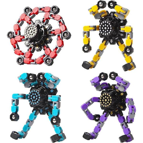 4-pack transformerbara fidget spinners - Stresslindrande sensoriska leksaker för barn, tonåringar och vuxna