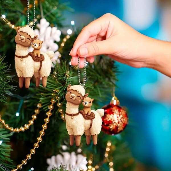 10-delad 8 cm beige akryllammsprydnad, julklapp heminredning.