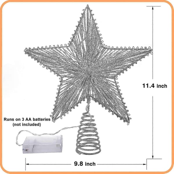 Julgransstjärna, 25 cm julgranstopp, ihålig silverdesign