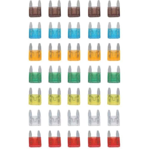 35-pack blandade miniflatstiftssäkringar 5 7.5 10 15 20 25 30 Ampere för bil