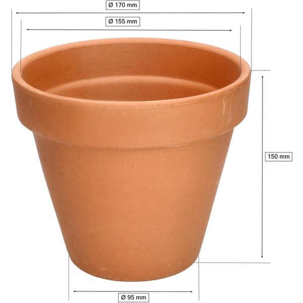 Set med 2 terrakottakrukor - 17 cm - Med kant - För inomhus- och trädgårdsbruk