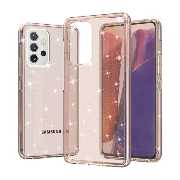 Ett telefonfodral för Samsung Galaxy S24 Plus, som ger allsidigt skydd (glittrande guld).