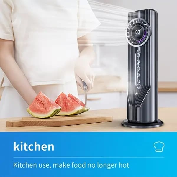3-i-1 bärbar luftkonditionering, 100 ml evaporativ miniluftkonditionering, 6-växlad skrivbordsfläkt, 6-timmars timer, USB-driven.