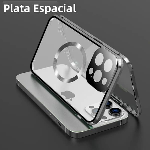 Silver; Kompatibel med iPhone13promax, 360° allsidigt linsskydd, magnetisk metallram.