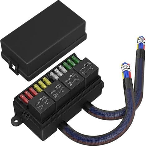 12V säkringsreläbox och förkopplad med 4 förseglade ATC/ATO för bil