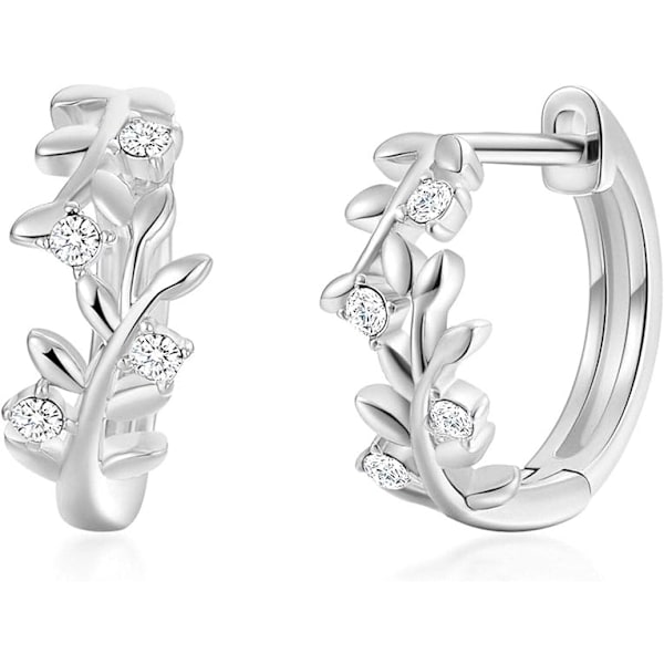Silverpläterade lövörhängen, Zircondia® kristall.