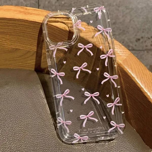 Sött rosa hjärtformat rosettfodral för iPhone12pro, stötsäkert mjukt transparent fodral.
