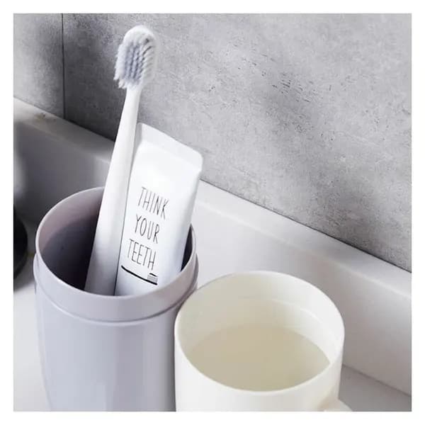 Resemug för munskölj, tandborstmugg, bärbar dammtät förvaringslåda för tandborste (rosa)