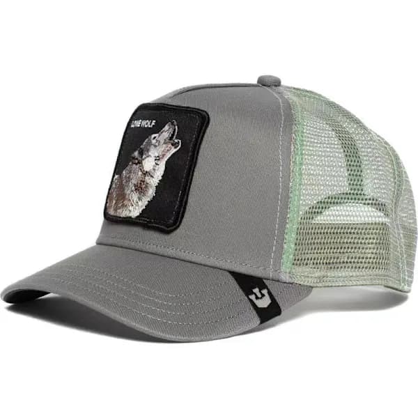 Nätkeps med broderad djurdesign, Snapback, Grön varg grön varg