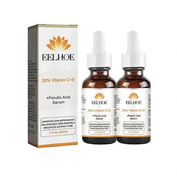 20% C-vitamin + E + Ferulinsyra Ansiktsserum, Vitgörande och Anti-aging Vårdesens (2 flaskor)