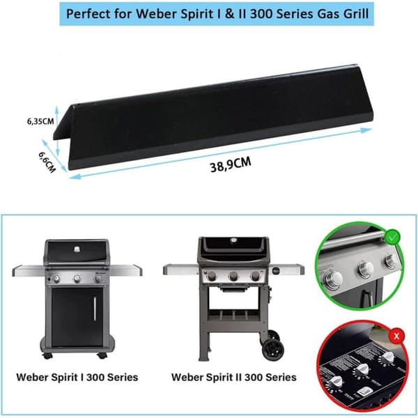 Flavorizer Bars för Weber Spirit I & II E310 E320 E330 S310 S320 – Set om 3 – Porslinsemaljerat stål – 38,9 cm för jämn tillagning