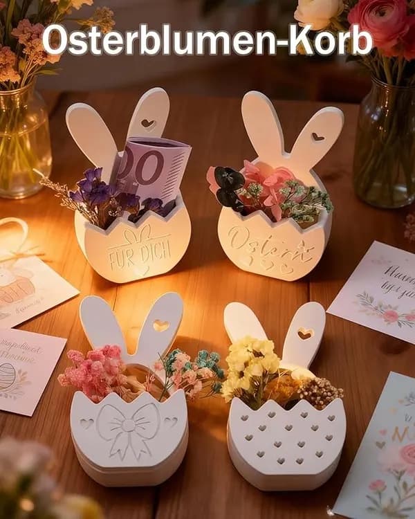 Påsk Silikonform Set (4 Delar), Kanin Blomkorg Form - Perfekt för DIY Påskpyssel, Gips, Ljus och Ornament