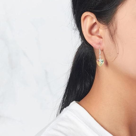 925 sterlingsilver aurora hjärtörhängen, zirkon® kristall.