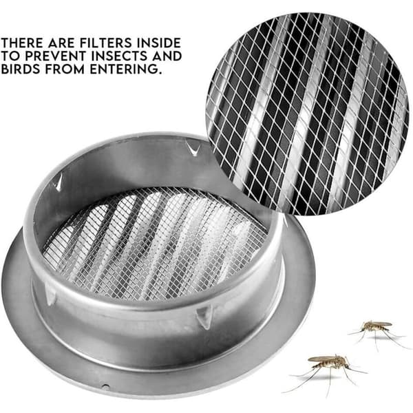Ventilationskåpa i rostfritt stål, förtjockad väggmonterad, för badrum, köksfläktar och luftventiler (150 mm)