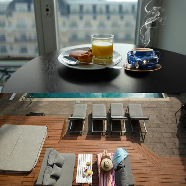 Dubbellagerad kaffemugg i rostfritt stål – Skalbagge-inspirerad design – För kaffe, te, islatte – Grå