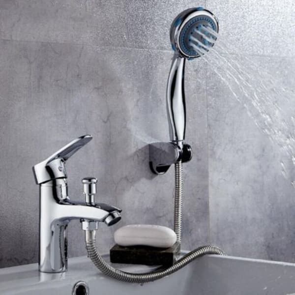 Ettgrepps, dubbelfunktions badrumsblandare – Metalllegering med temperaturbegränsare – Integrerad backventil – För badrum