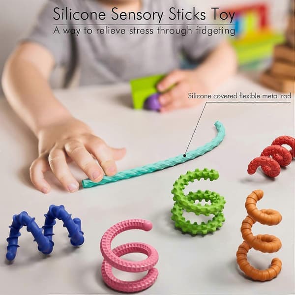 Sensoriska Fidget Sticks (6 st) Flexibla Vridleksaker för Barn & Vuxna | Stress- & Ångestlindring för ADHD/Autism
