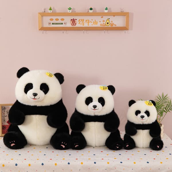 Mjuk söt bi-panda-docka plyschleksak, födelsedagspresent