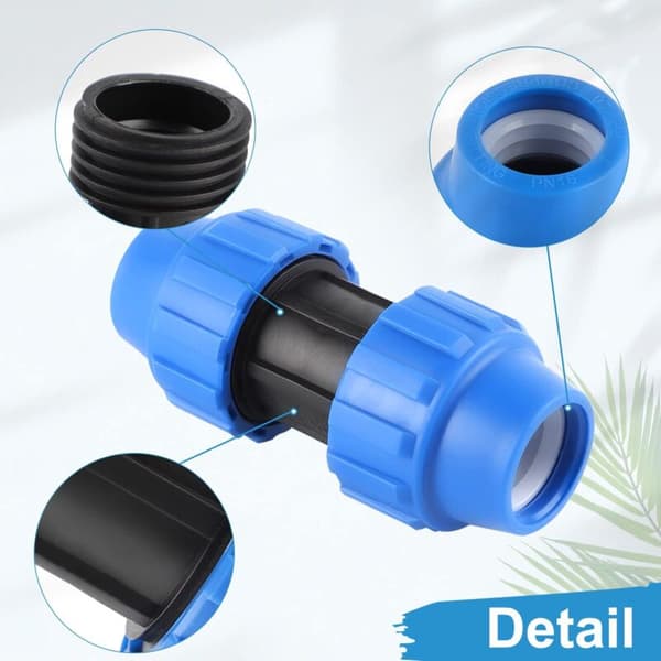 PP-koppling för 25 mm PE-rör. Plast PE-koppling, rak PP-anslutning för vattenrör, PPR PE PVC-röranslutningskoppling. 3 stycken