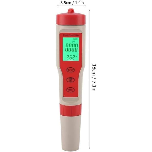 Elektronisk PH-testare. 4-i-1 Vattentestare för Pool. PH/TDS/EC/TEMP.