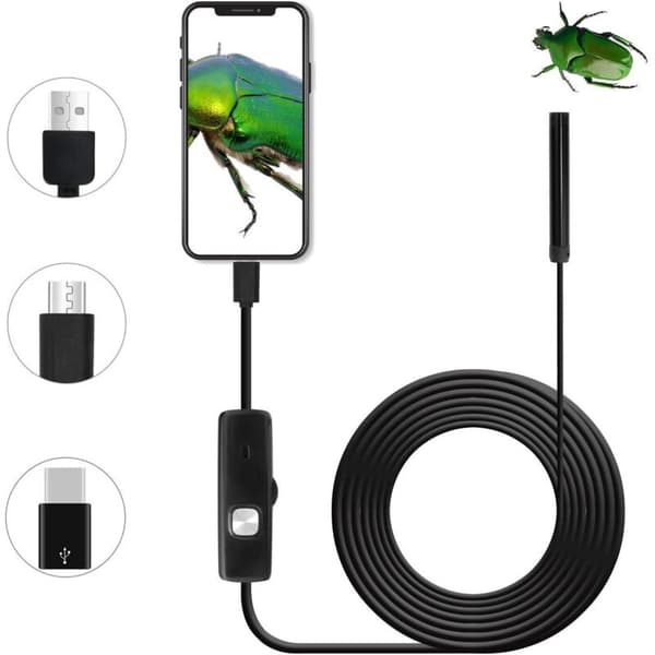 7 mm USB-endoskop för Android, CMOS HD 2-i-1 vattentätt endoskop för smartphones (1 m)