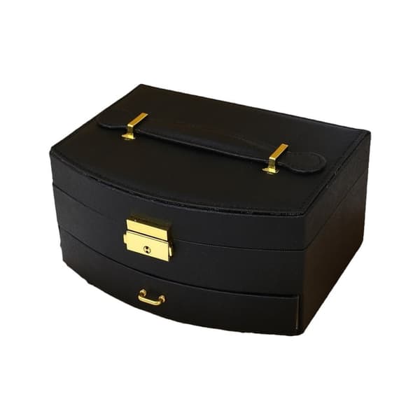Låsbart smyckeskrin, böjd design, resevänligt, present till kvinnor.
